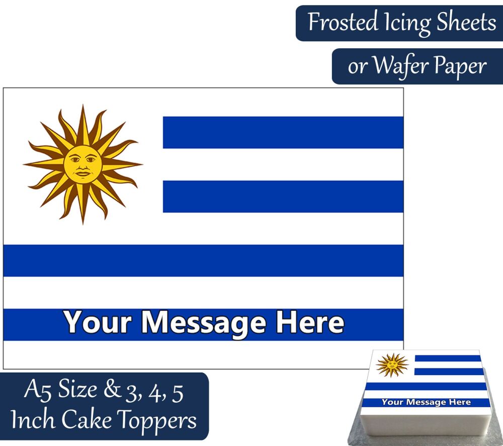 Uruguay Flag A5 Rectangular Personalised Cake Topper
