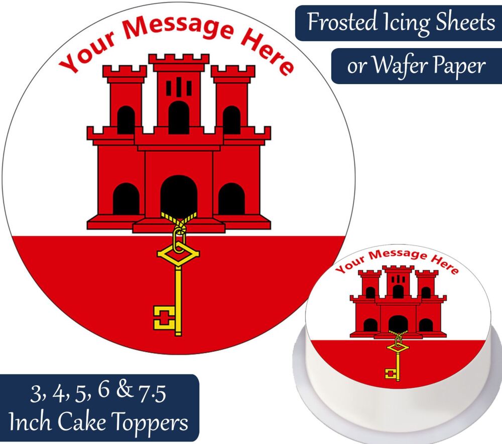 Gibraltar Flag Personalised Cake Topper