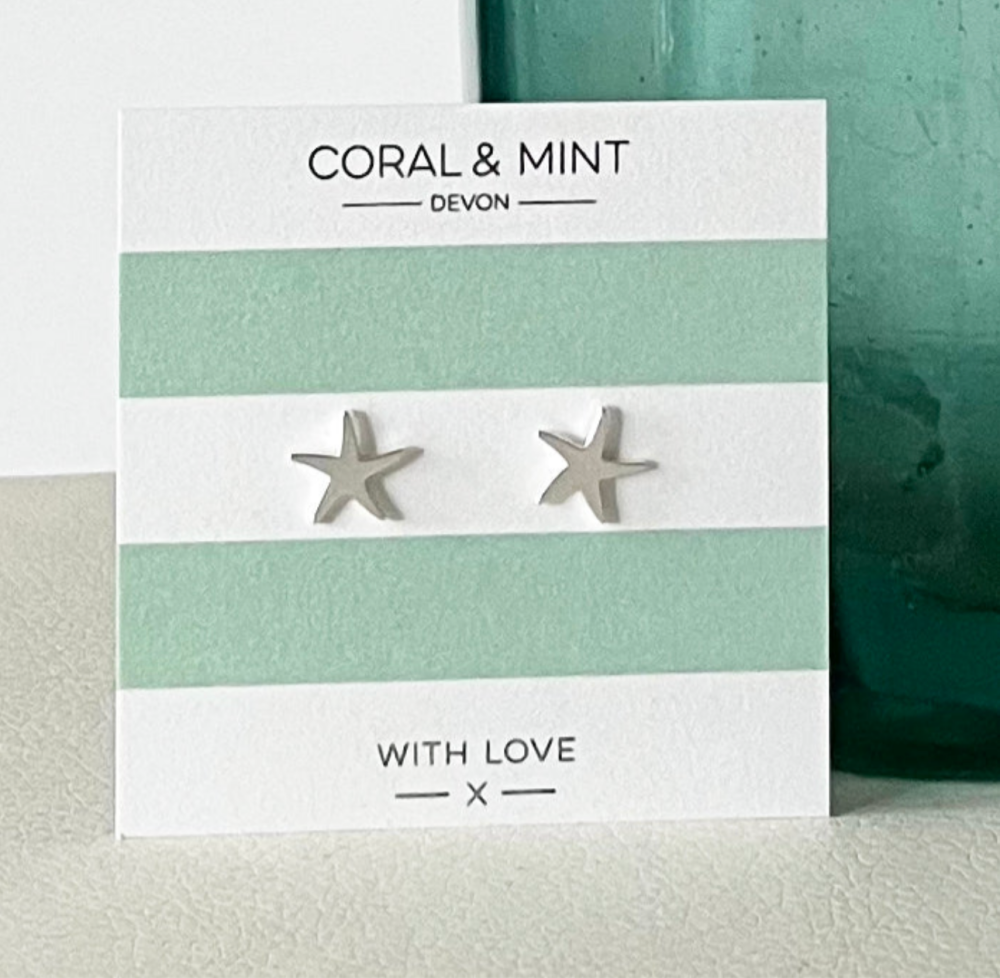 Coral & Mint Starfish Studs