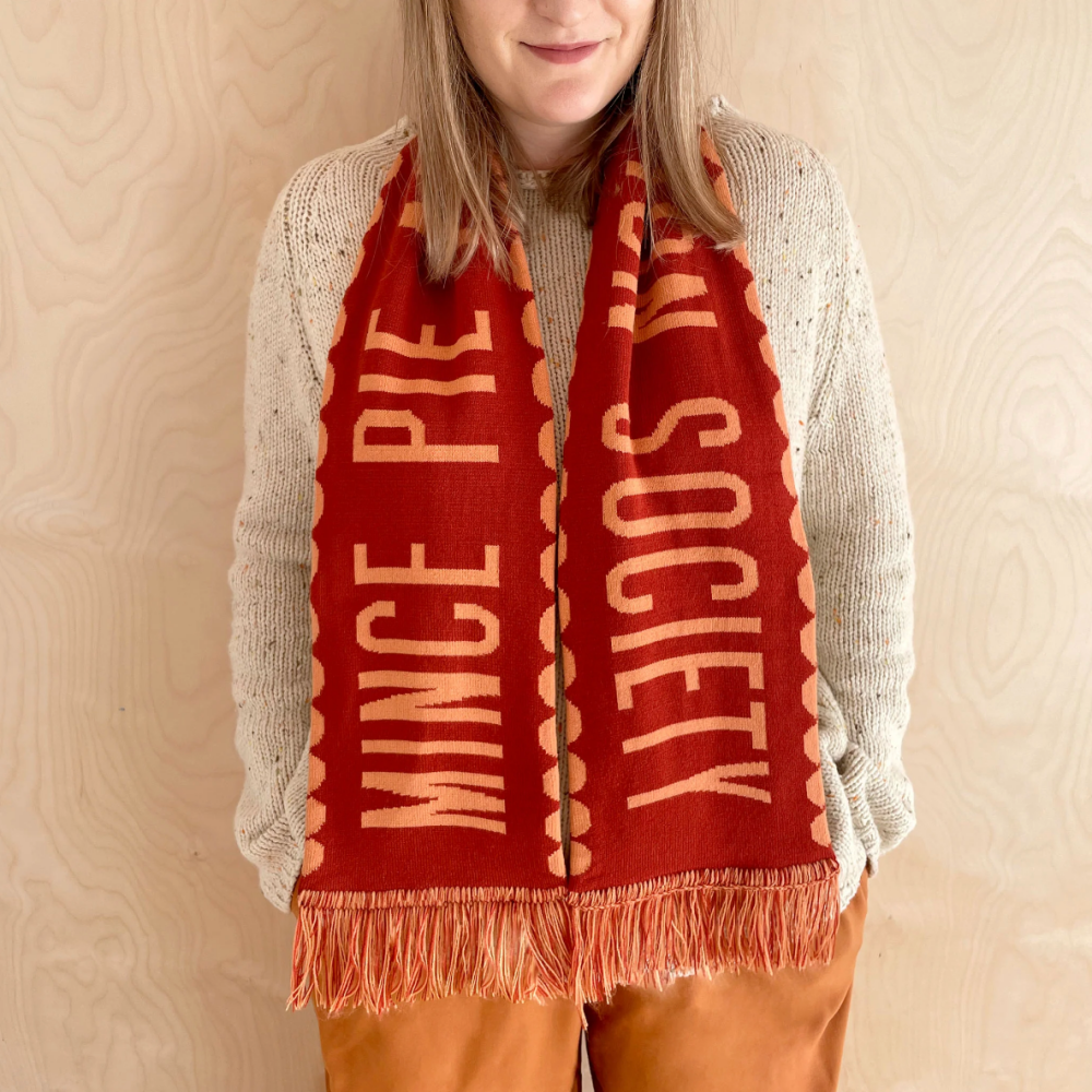 Mince Pie Appreciation Society - Rust Knitted Scarf