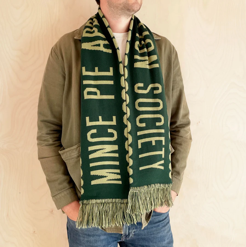 Mince Pie Appreciation Society - Pine Green Knitted Scarf