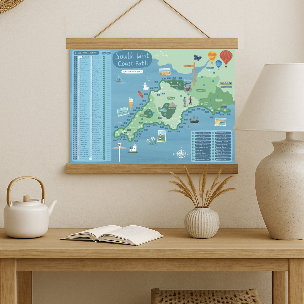 South West Coast Path Map Scratch Off Poster