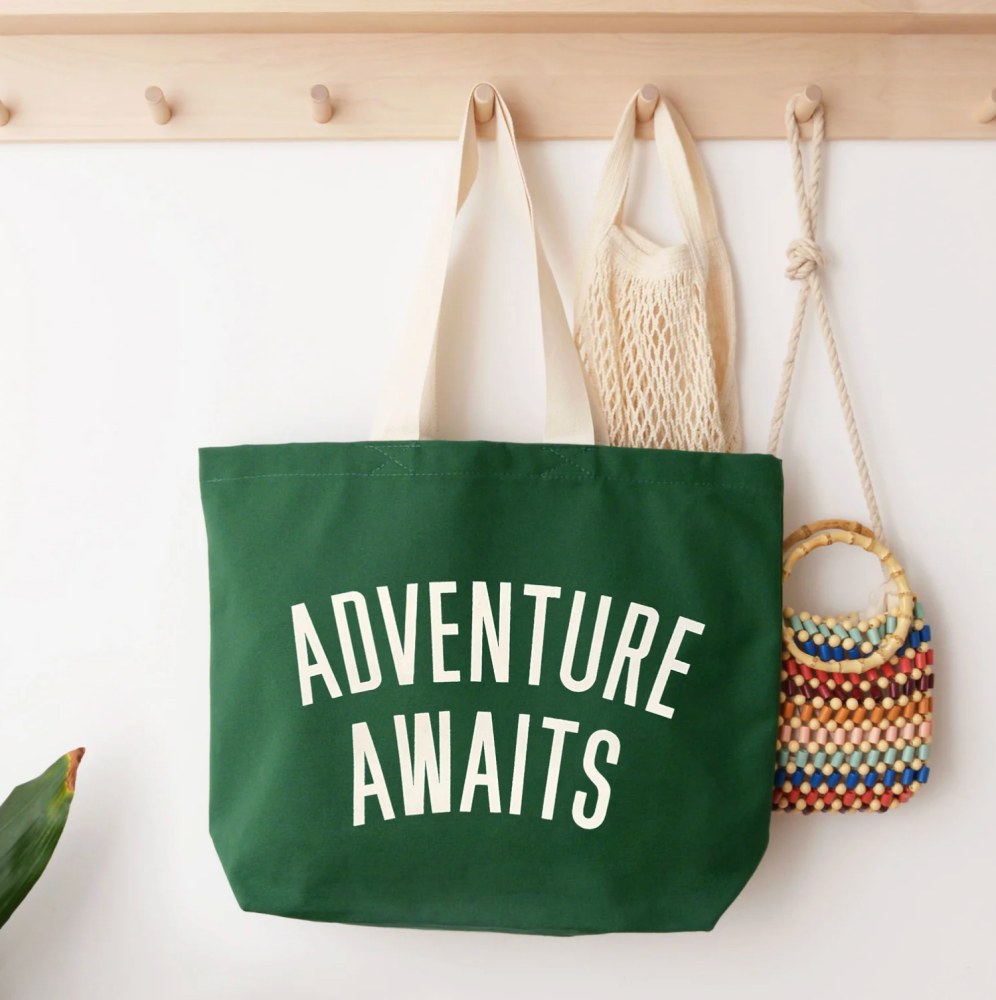 Adventure Awaits - Forest Green Canvas Tote Bag