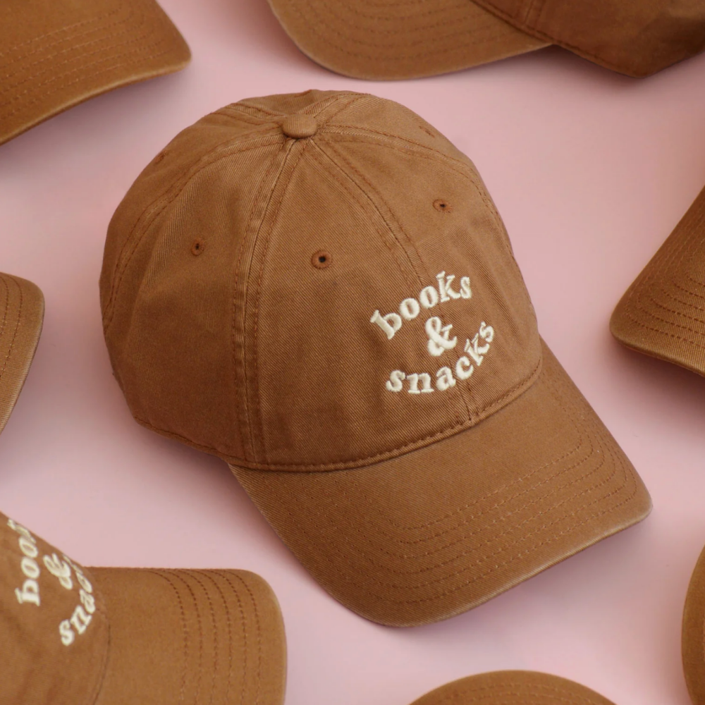 Books & Snacks - Cotton Baseball Cap - Tan