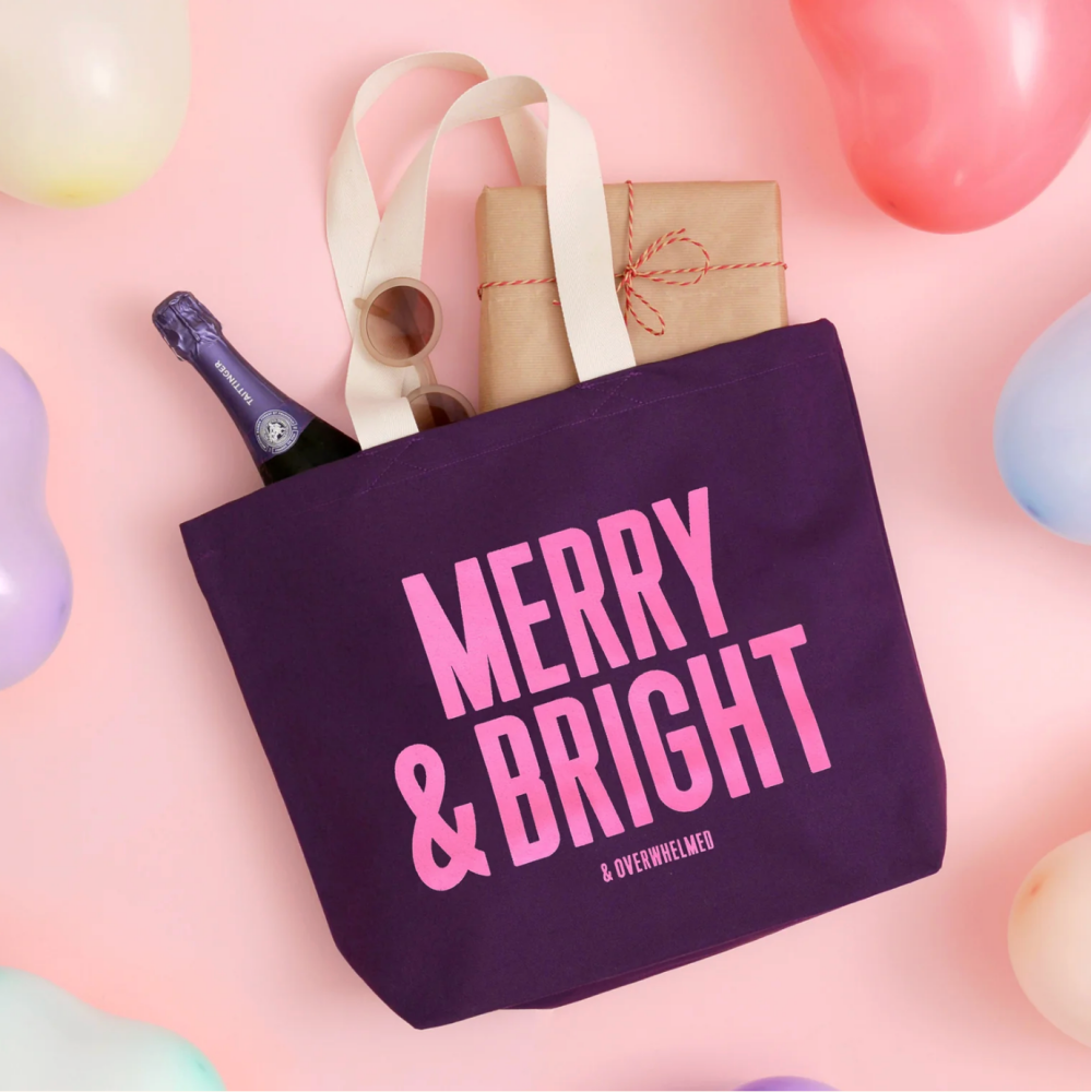 Merry & Bright (& Overwhelmed) - Plum Tote Bag