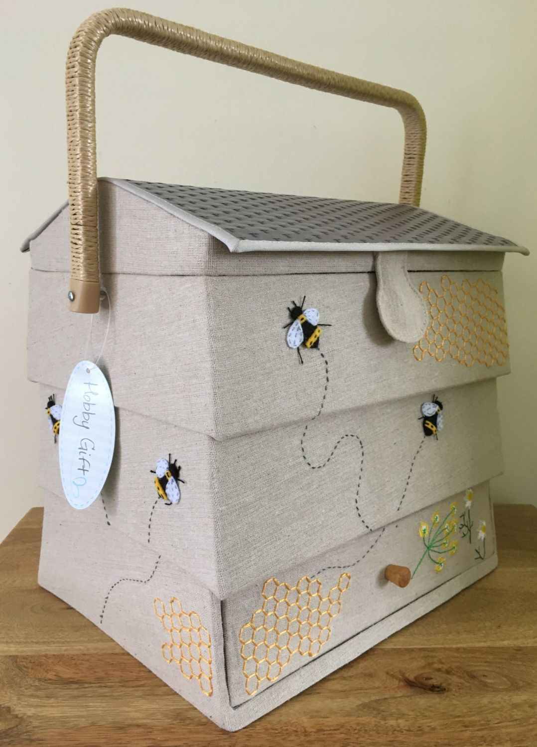 SEWING BASKET BOX FABULOUS BEE HIVE DESIGN SMALL SIZE SUPER QUALITY 
