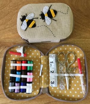 ZIP CASE SEWING KIT IN THE 'BEEHIVE' DESIGN