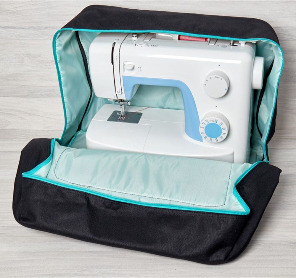 SEWING MACHINE CARRY BAG BLACK WITH TURQUOISE TRIM