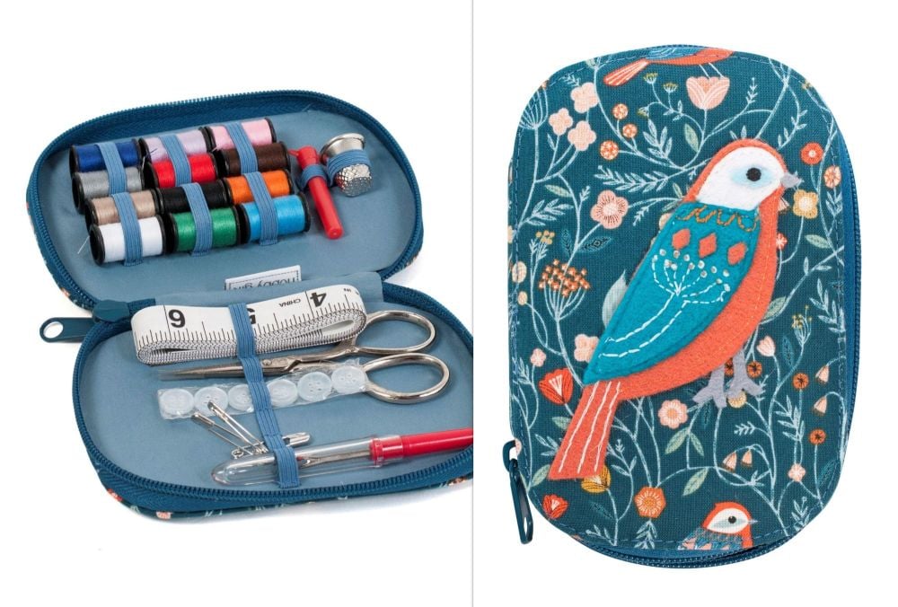 ZIP CASE SEWING KIT IN THE 'AVIARY' DESIGN 