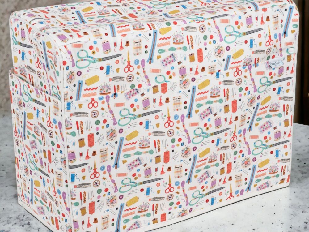 SEWING MACHINE COVER IN HABY NOTIONS FABRIC WITH POCKETS