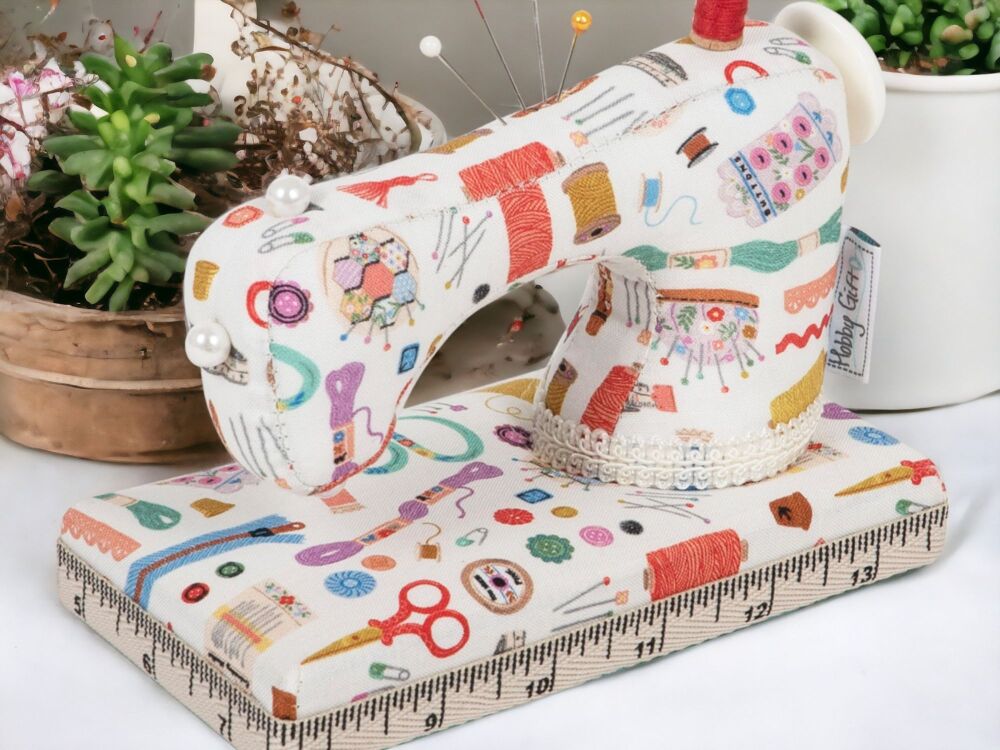 SEWING MACHINE PIN CUSHION IN 'HABY NOTIONS' FABRIC