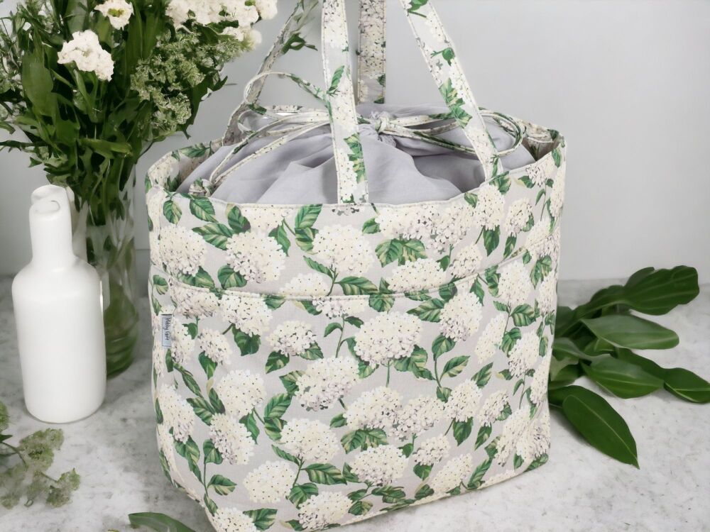 HYDRANGEA DESIGN KNITTING & CRAFT DRAWSTING BAG