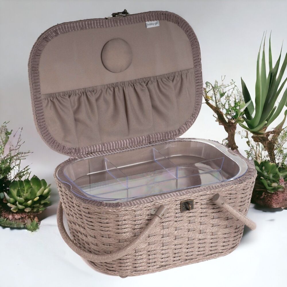 LINEN BEE WICKER SEWING BASKET LARGE