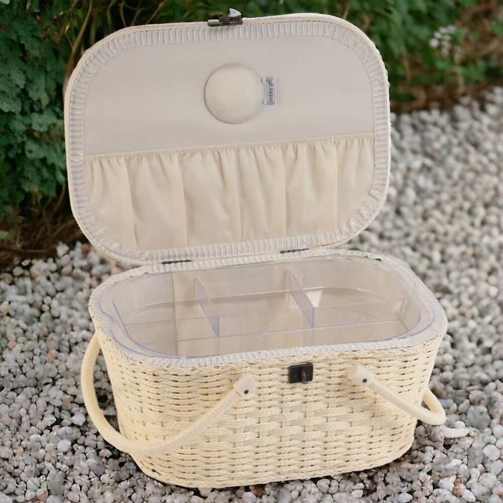 MORRIS LEMONS WICKER SEWING BASKET LARGE