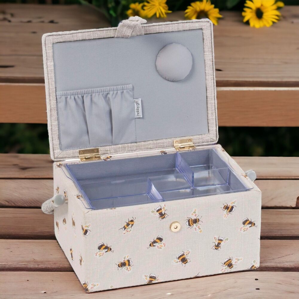 EMBROIDERED '3 BEE' MEDIUM SEWING BASKET