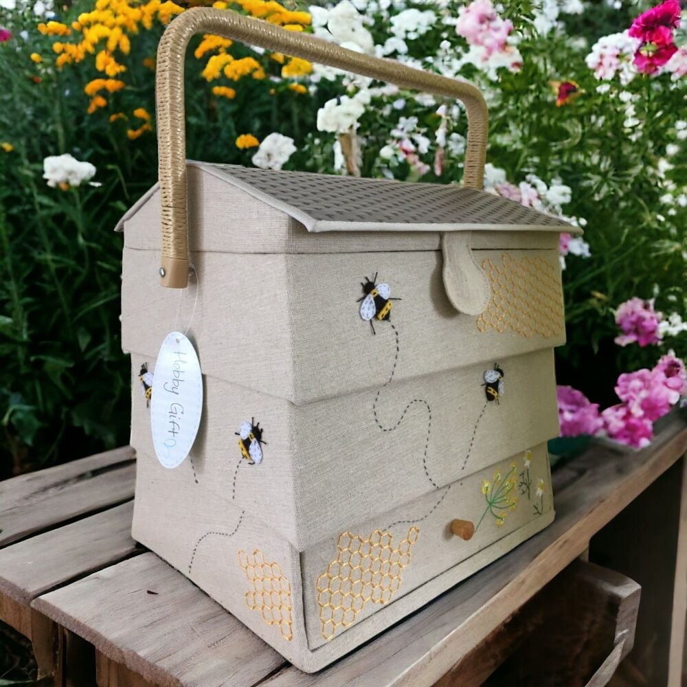 LARGE SEWING BASKET 'BEE HIVE' DESIGN