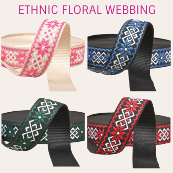 ETHNIC FLORAL WEBBING 38mm