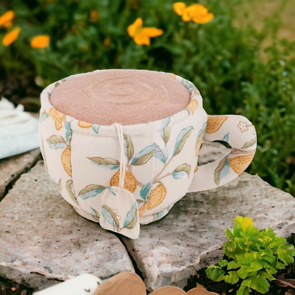 MORRIS LEMONS TEACUP SHAPED PIN CUSHION