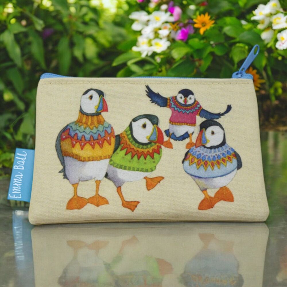 ZIPPED COIN PURSE Woolly Puffins Design