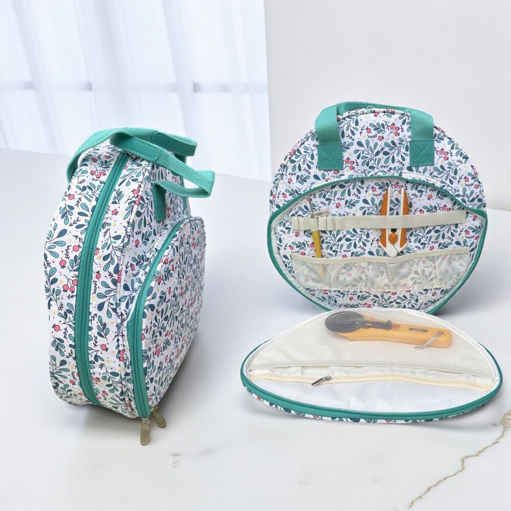 Circular Embroidery Hoop Bag Pretty Turquoise Pattern