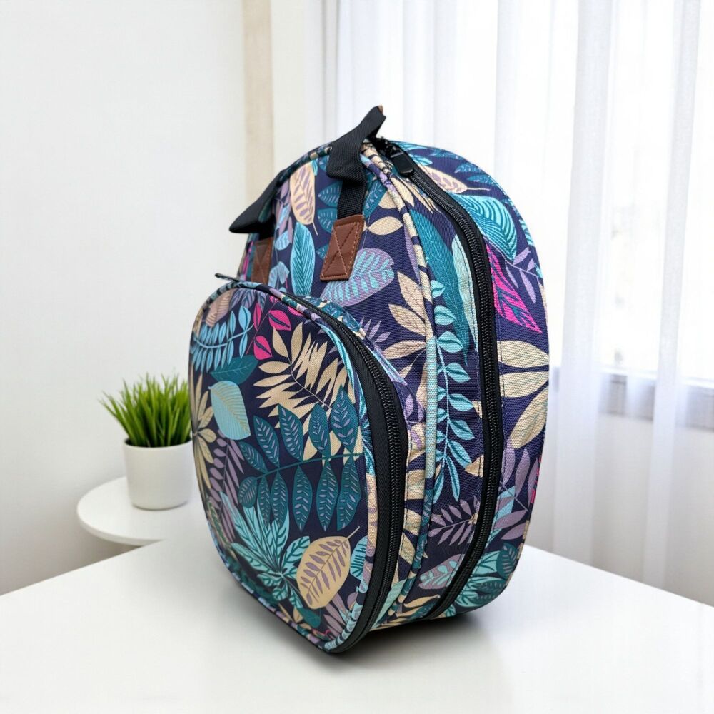 Circular Embroidery Hoop Bag Bold Leaf Pattern