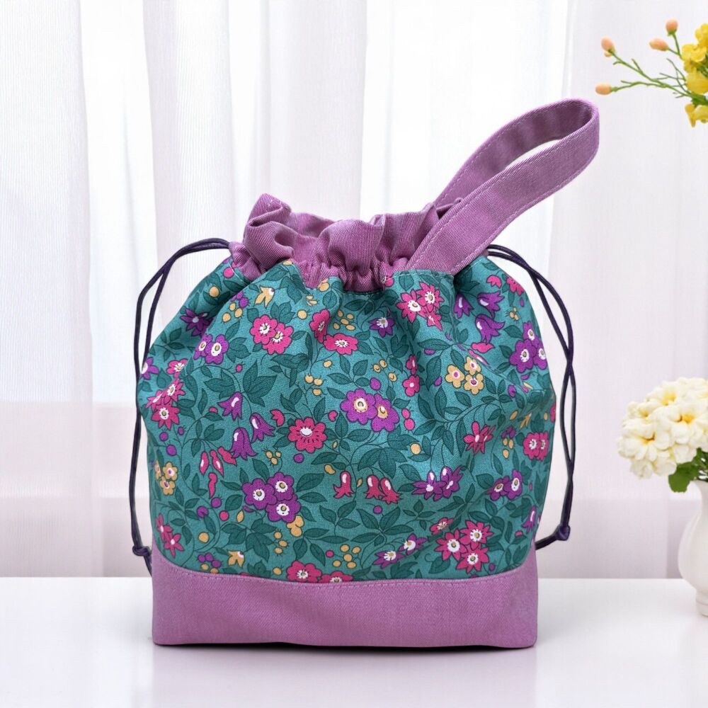 Liberty Trailing Blossom Drawstring Knitting Bag – Medium