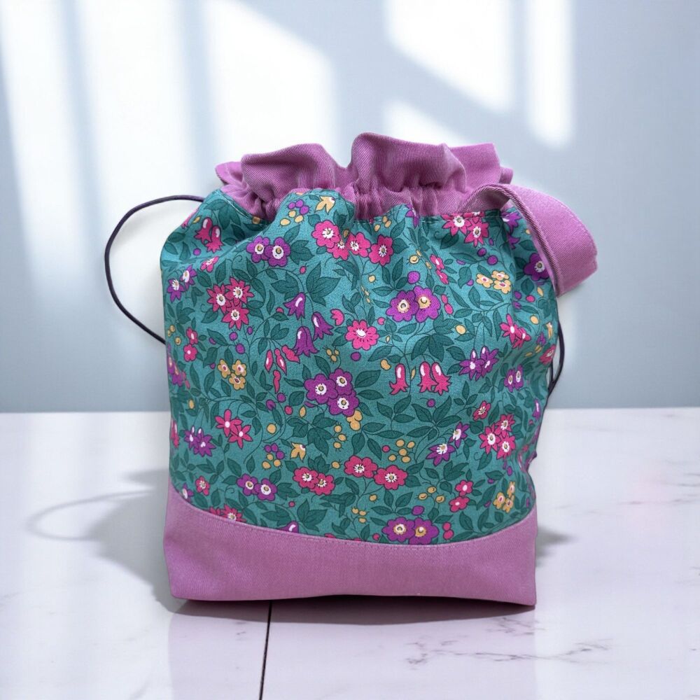 Liberty Trailing Blossom Drawstring Knitting Bag – Large