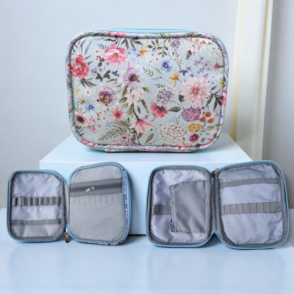 Floral Crochet Hook & Sewing Tool Zip Storage Case