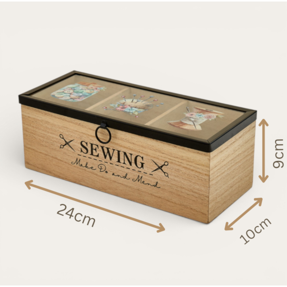 Wooden Sewing Storage Box with Acrylic Lid