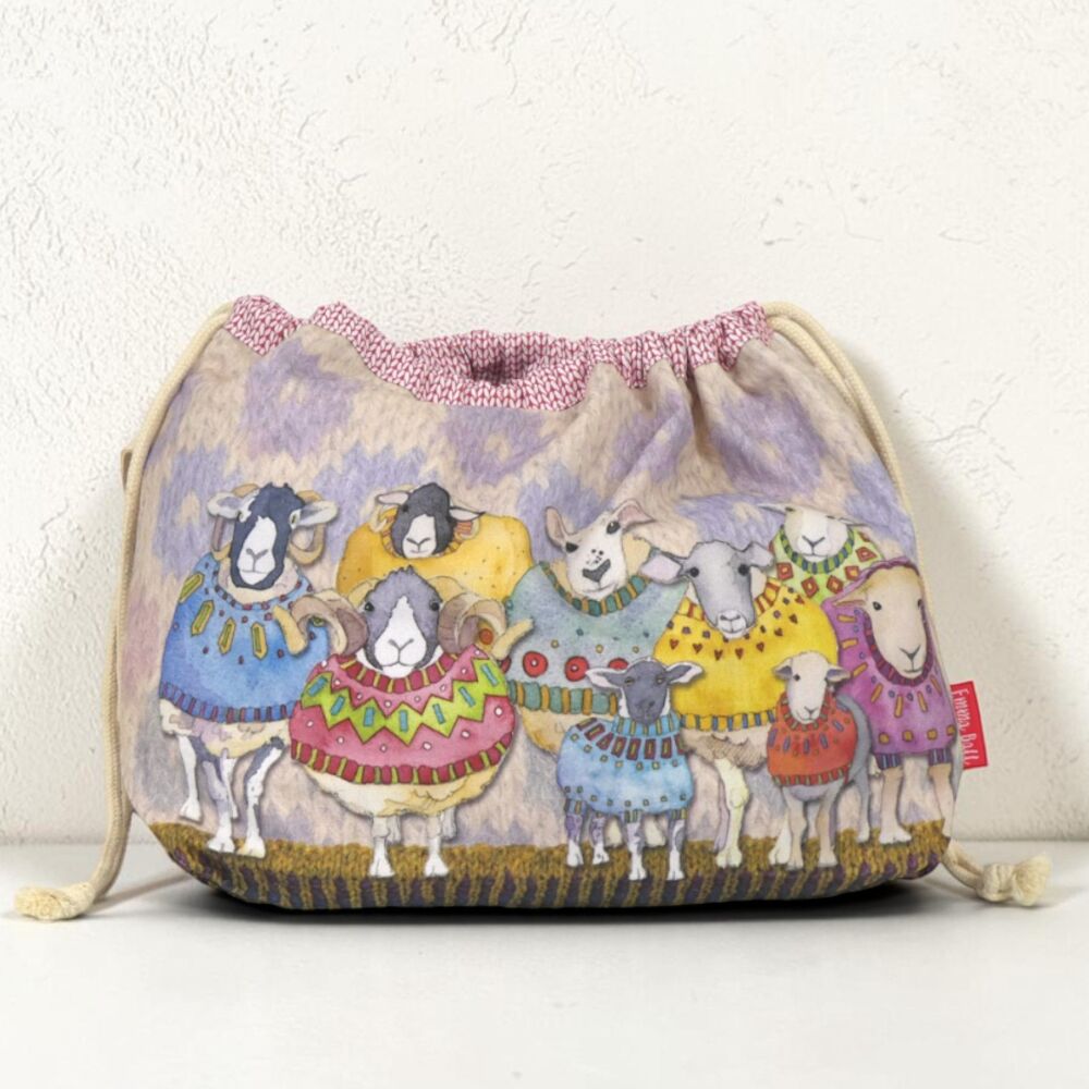 DRAWSTRING KNITTING BAG     'Sheep in Sweaters' Design