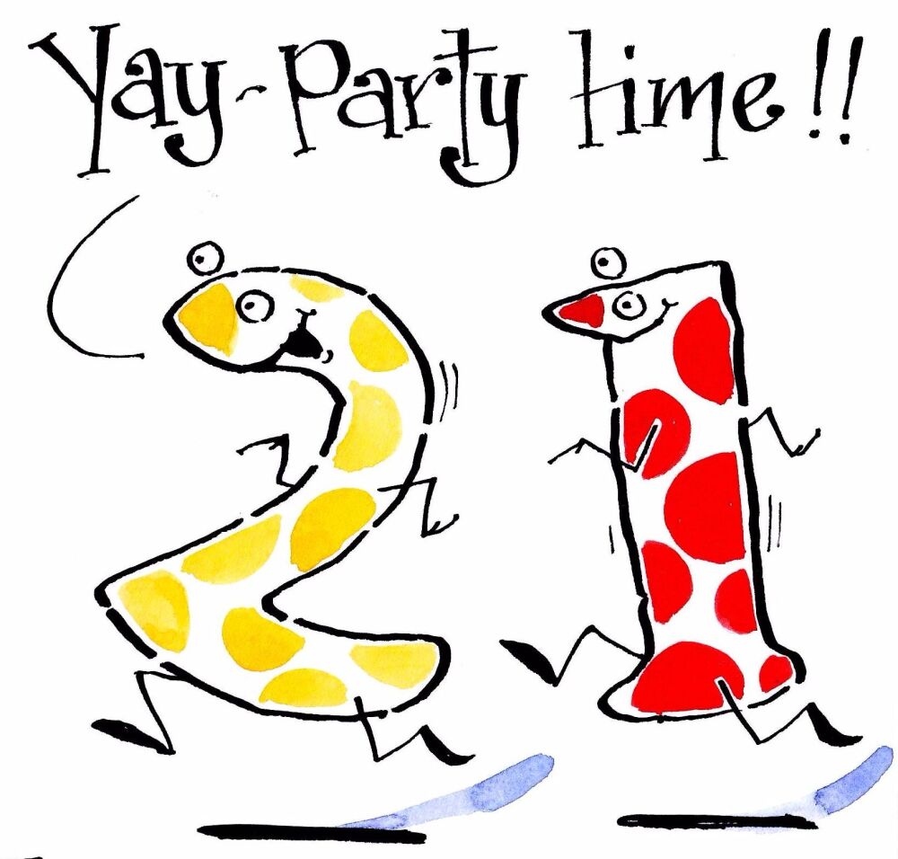 21st Birthday card with caption 'Yay Party Time'