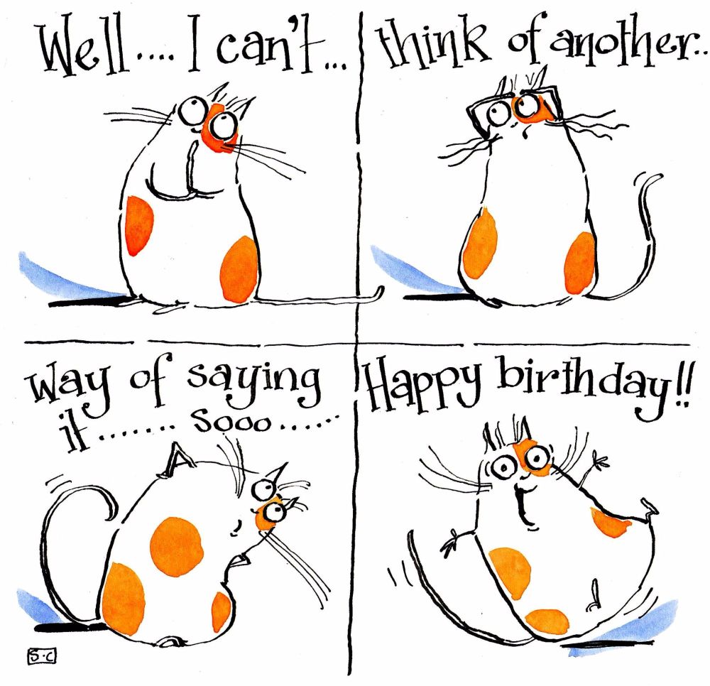 Birthday card with cartoon cat Well...I can't think of another way to say i