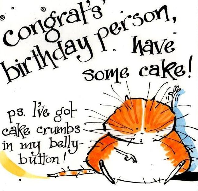 Birthday Card with Ginger Cat with Birthday Cake