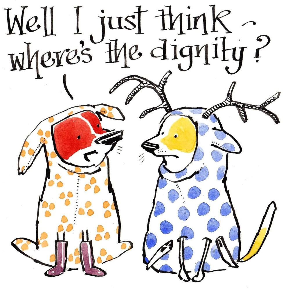 Doggy Christmas Card - Canine Thoughts On Christmas Outfits - Where's The Dignity?