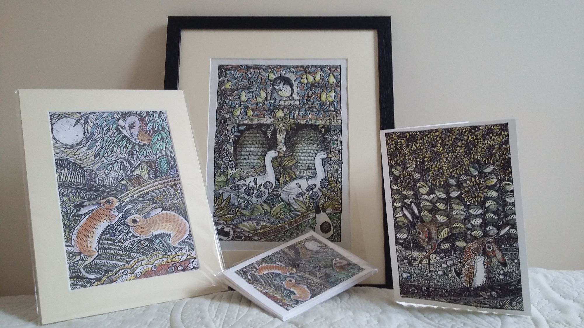 Pen & Ink range including greeting arts and original framed pictures