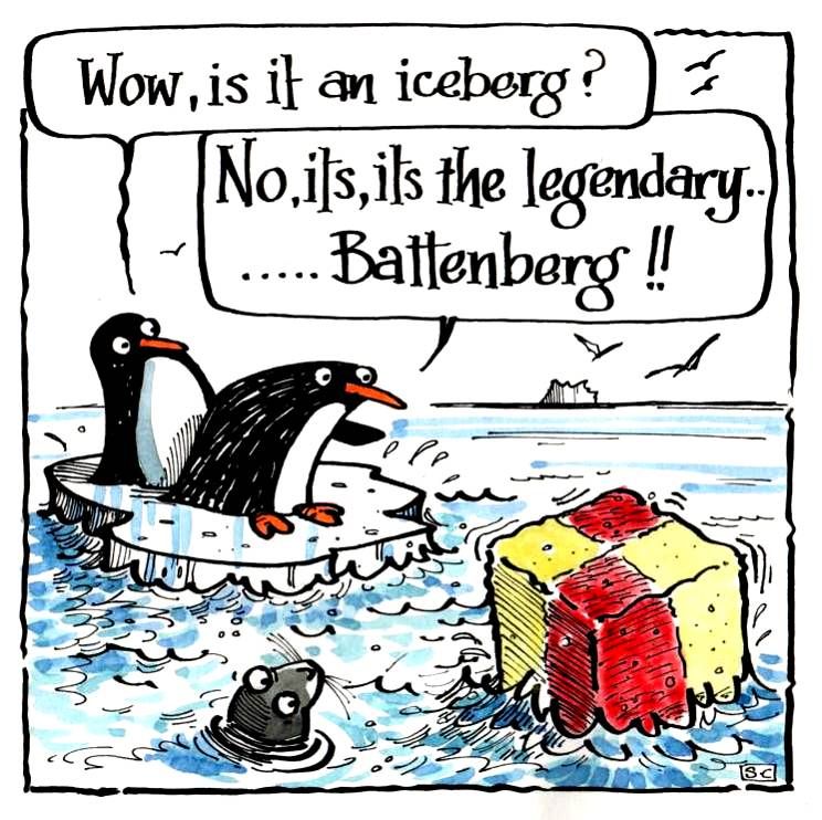 Penguins & Battenberg Cake  - just thing for a Birthday