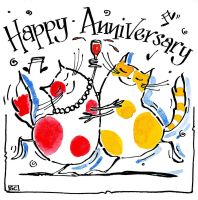 Dancing Cats  - What's Not To Like? - Anniversary Card