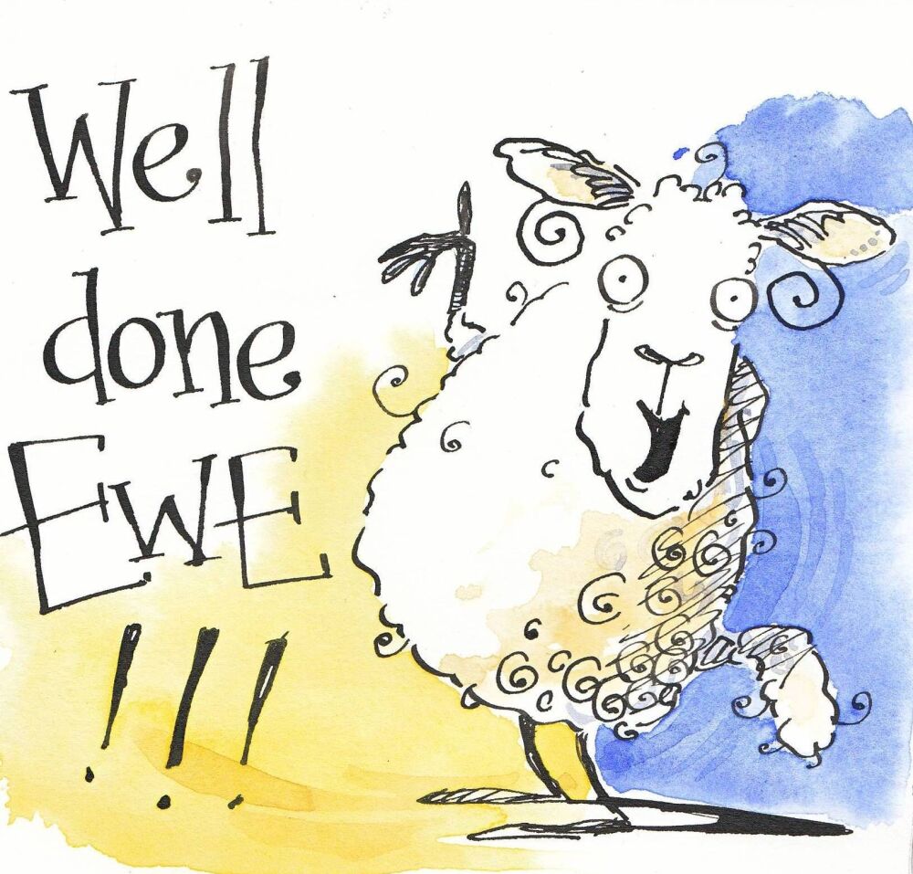 Well Done Ewe Card - Congratulations - Exam Results,  New Job,  Driving Test