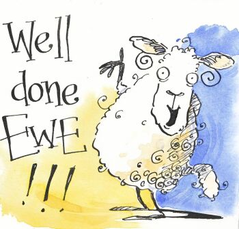 Well Done Ewe Card - Congratulations - Exam Results,  New Job,  Driving Test
