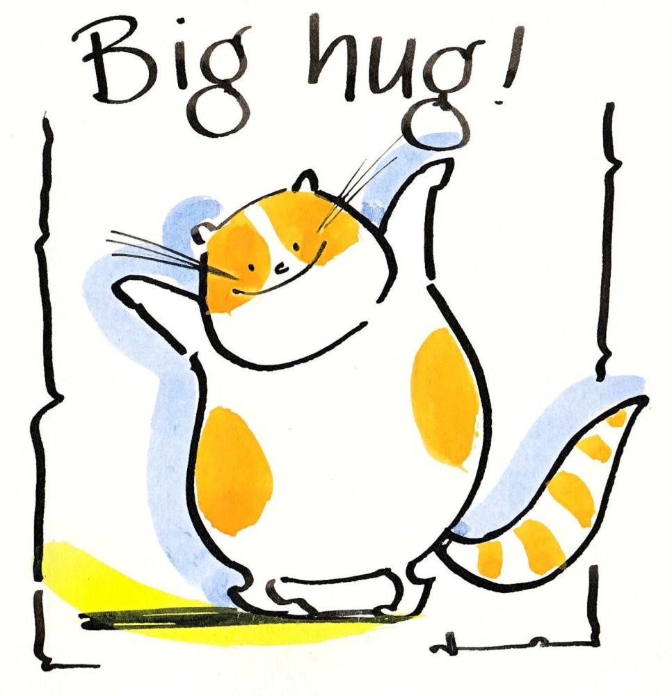 Funny cat card with cartoon cat with caption:Big Hug
