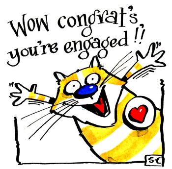 Engaged - Wow - Cat Engagement Card