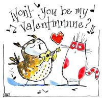 >!00200>Be My Valentine - Owl &Pussy Cat Style Romance