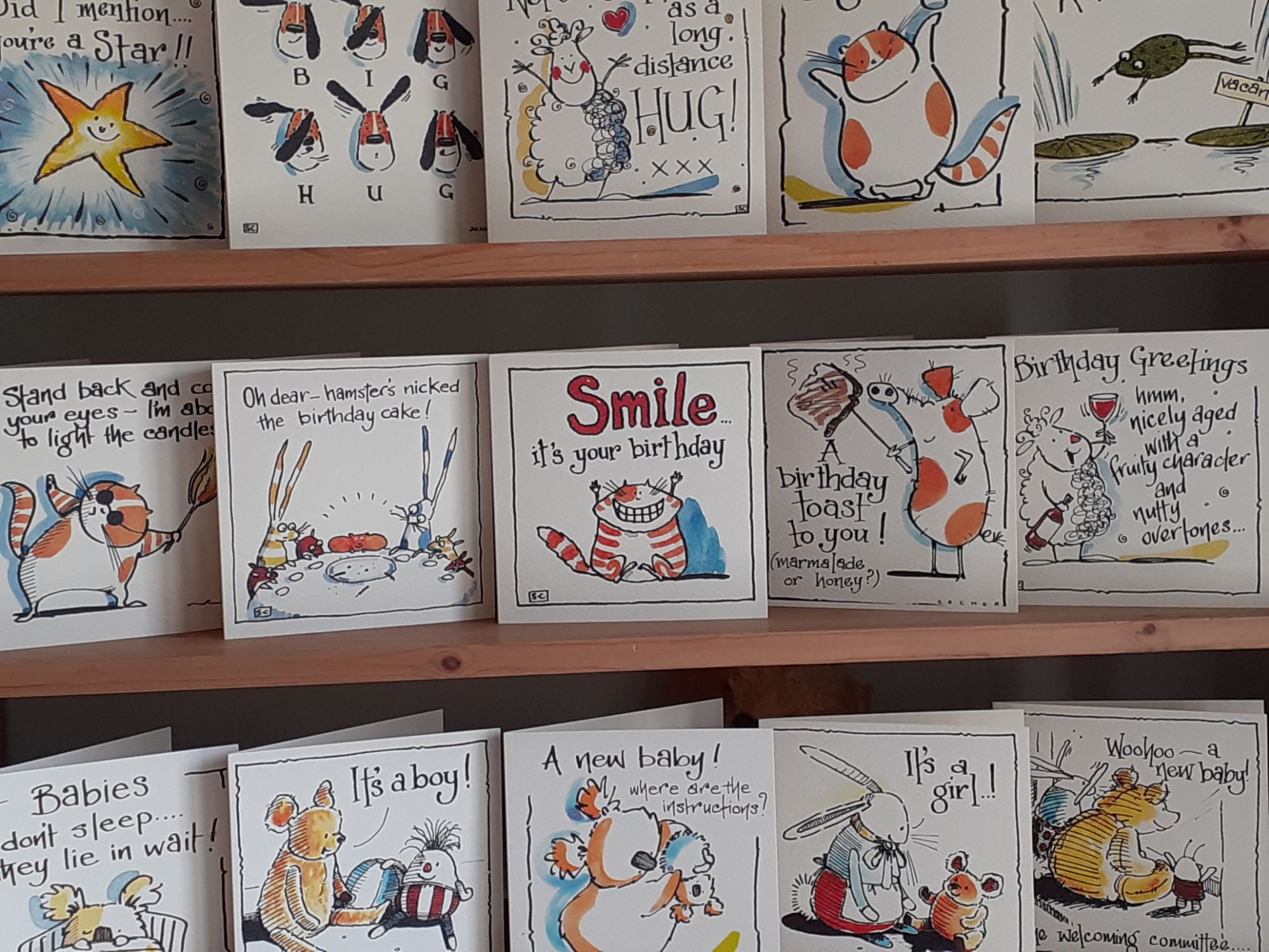 a selection of funny greeting cards