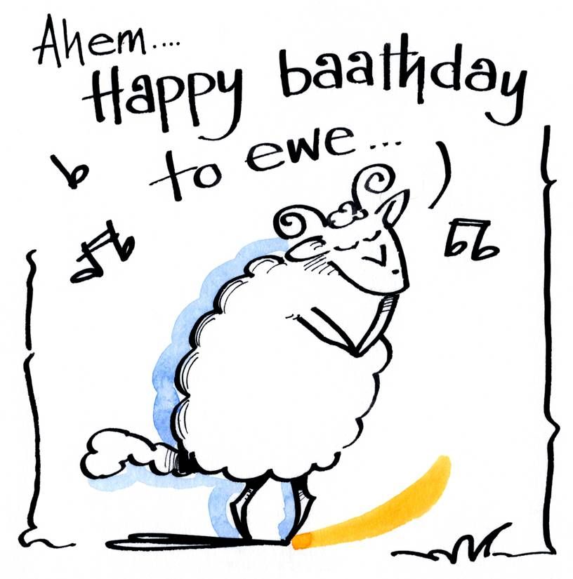 Birthday card with caption - Happy Baathday To Ewe
