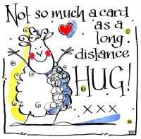                                    A Long Distance Hug - Sheep Style Greeting For Birthday, Get Well, Thank You etc