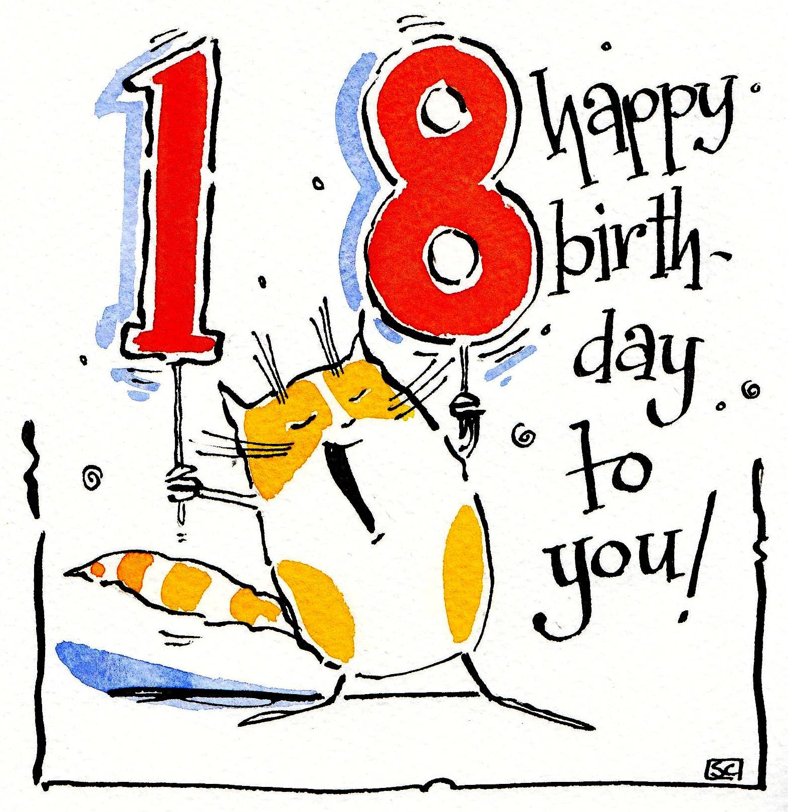 18th Birthday Cat Card | Stephen Cocker Cards