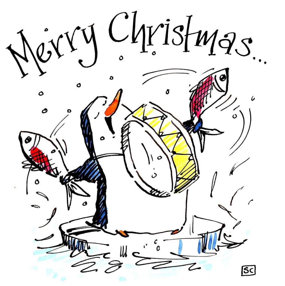                       Banging The Drum For A Merry Christmas!  Cartoon peng