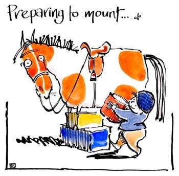 'Preparing To Mount'  -  All horse riders start at the beginning!