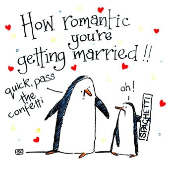 Funny Engagement Card - including penguin