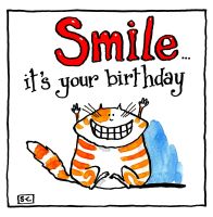 <!00300> Birthday Card With Cat  - Smile It's  Your Birthday